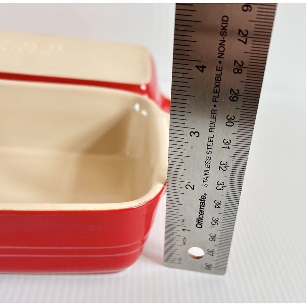 TWO Le Creuset Rectangular Stoneware 7" x 5" Red Baking Dish Set #19-13 - Picture 5 of 5